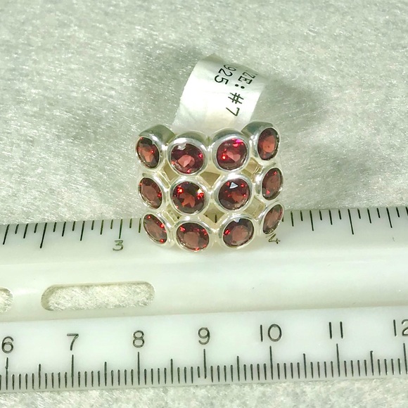 925 Sterling Silver Garnet Spinal Ring - Picture 3 of 7